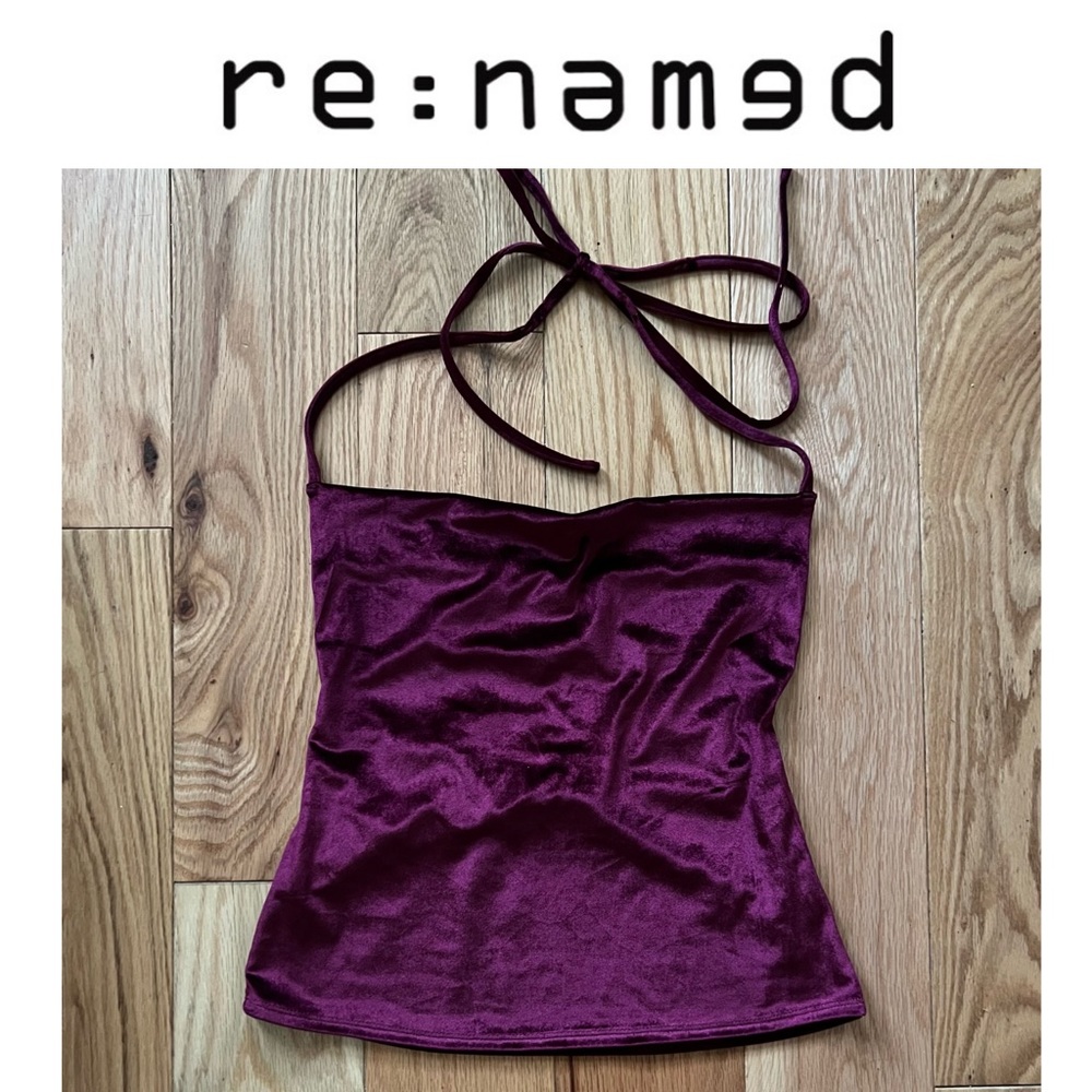 NWT re:named Velvet Halter Top Burgundy ~ small